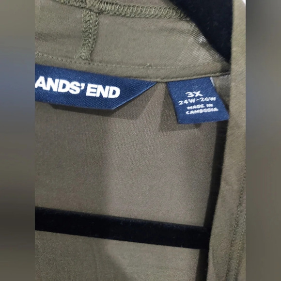 Lands' End Olive Green Open Front Long Sleeve Cardigan in Size 3X (24W-26W) - Picture 2 of 10